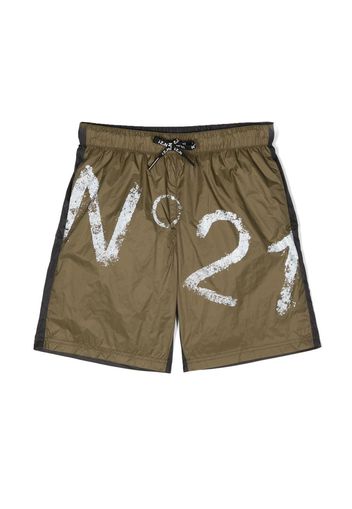 Nº21 Kids logo-print swimming shorts - Grün