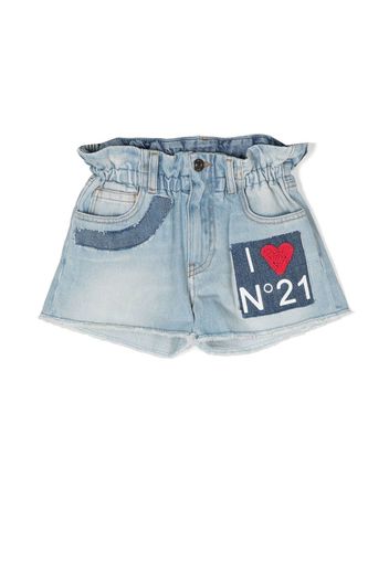 Nº21 Kids logo-patch denim shorts - Blau