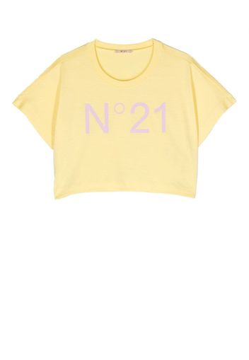 Nº21 Kids logo-print cropped T-shirt - Gelb