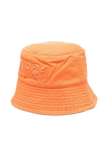 Nº21 Kids logo-patch cotton sun hat - Orange