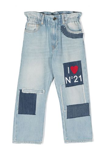 Nº21 Kids patch-work denim jeans - Blau