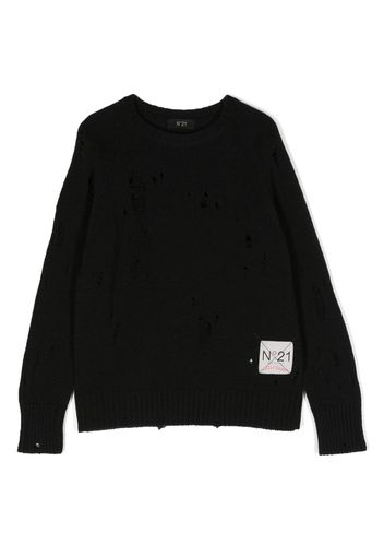 Nº21 Kids Pullover im Distressed-Look - Schwarz