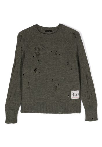 Nº21 Kids Pullover im Distressed-Look - Grün