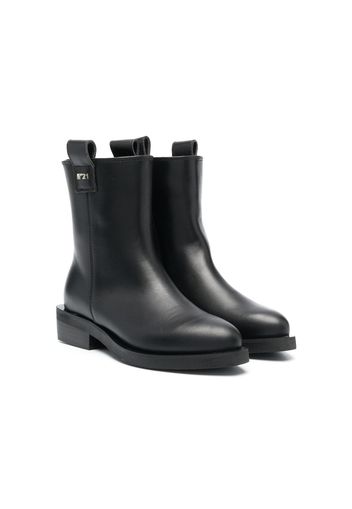 Nº21 Kids logo-plaque leather ankle boots - Schwarz