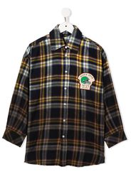 Nº21 Kids patch plaid cotton shirt - Blau