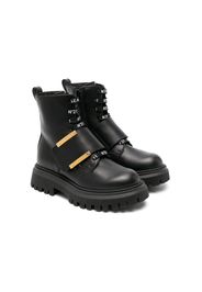 Nº21 Kids logo-plaque leather ankle boots - NERO/ORO