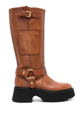 Nº21 60mm debossed-logo leather boots - Braun