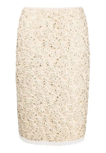 Nº21 brocade-effect lace-trim midi skirt - Gold