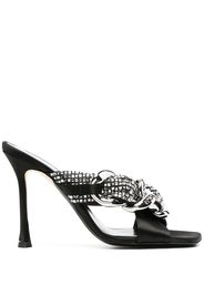 Nº21 Kristallverzierte Sandalen mit Zehensteg - Schwarz