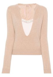 Nº21 U-neck layered jumper - Nude