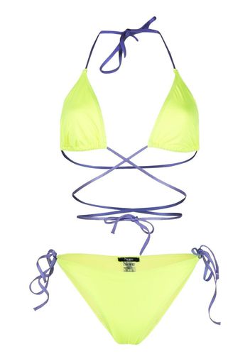 Noire Swimwear Bikini in Wickeloptik - Gelb