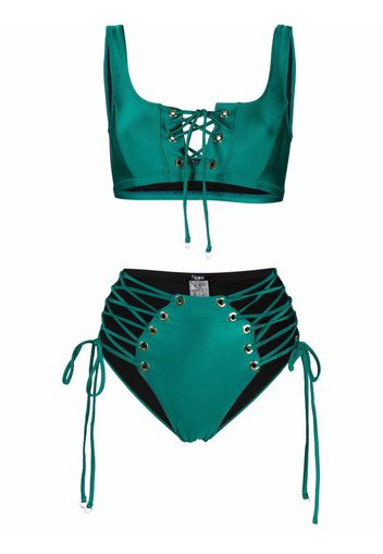 Noire Swimwear Metallic-Bikini - Grün