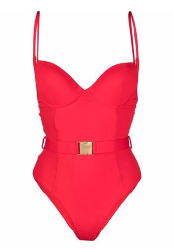 Noire Swimwear Badeanzug mit Gürtel - Rot