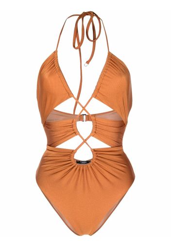 Noire Swimwear Geraffter Badeanzug - Braun