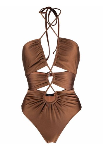 Noire Swimwear Geraffter Badeanzug - Braun