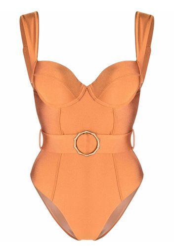 Noire Swimwear Badeanzug mit Gürtel - Orange