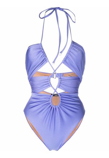 Noire Swimwear Geraffter Badeanzug - Violett