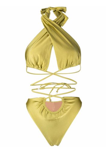 Noire Swimwear Neckholder-Badeanzug - Gelb