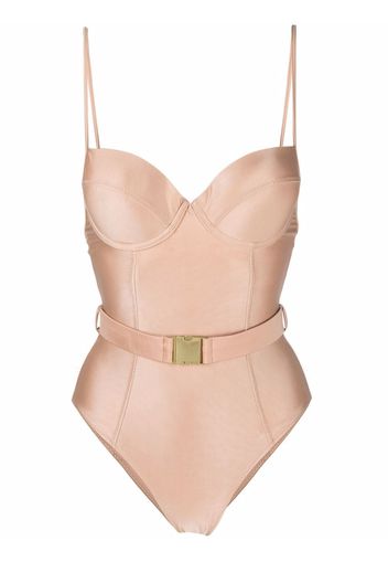 Noire Swimwear Badeanzug mit Schnallen - Nude