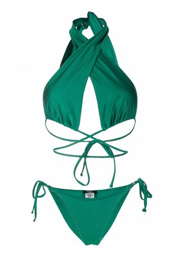 Noire Swimwear satin-finish triangle-cup bikini set - Grün