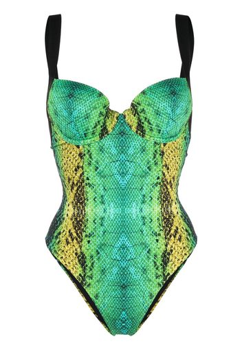 Noire Swimwear snakeskin-print underwired swimsuit - Grün