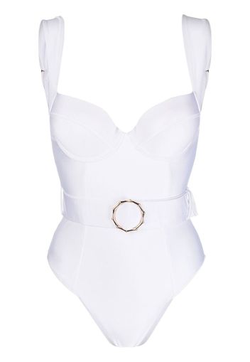 Noire Swimwear Badeanzug mit Gürtel - Weiß