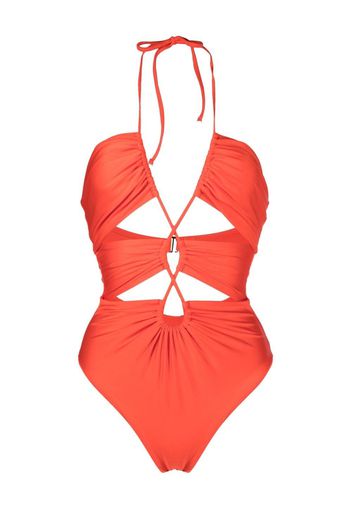 Noire Swimwear cut-out plunging V-neck swimsuit - Orange