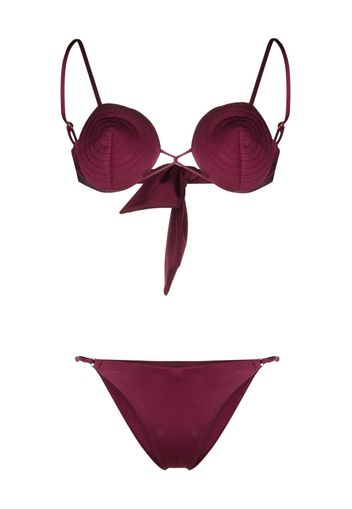 Noire Swimwear Bikini mit Ziernähten - Rosa