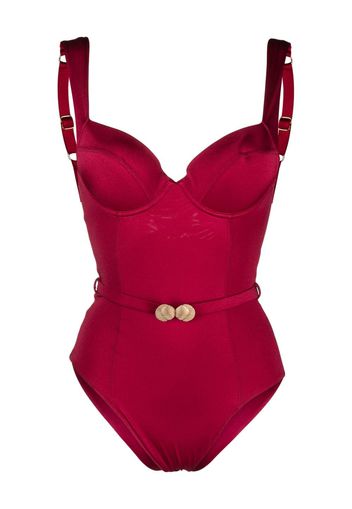 Noire Swimwear Badeanzug mit Corsage - Rosa