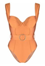 Noire Swimwear Badeanzug mit Gürtel - Orange