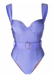 Noire Swimwear Badeanzug mit Gürtel - Violett