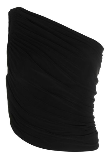 Norma Kamali Diana ruched one-shoulder top - Schwarz