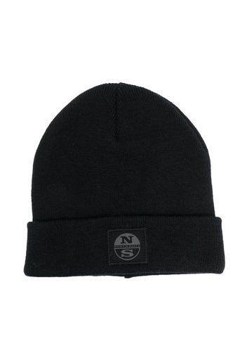 North Sails Kids logo-patch knit beanie - Schwarz