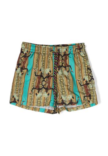 Nos Beachwear graphic-print swim shorts - Gelb