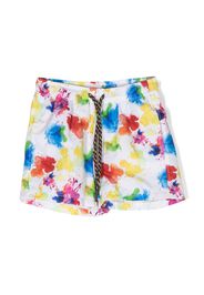 Nos Beachwear graphic-print drawstring swim shorts - Weiß