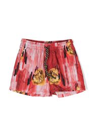 Nos Beachwear graphic-print drawstring swim shorts - Rot