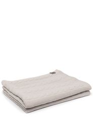 N.Peal logo-patch cable-knit cashmere throw - Grau