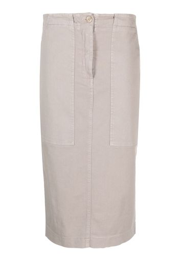 Nude high-waisted cotton-blend skirt - Grau