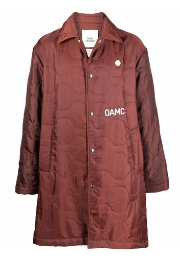 OAMC quilted logo-print coat - Braun