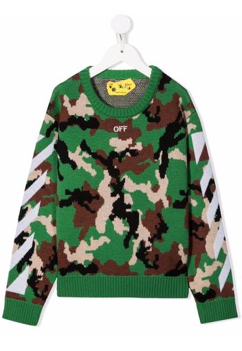 Off-White Kids Pullover mit Camouflagemuster - Grün