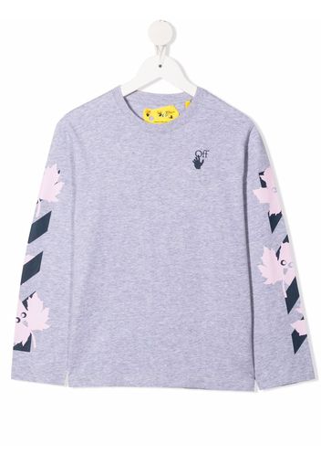 Off-White Kids MARKER TEE L/S LIGHT GREY NAVY BLUE - Grau