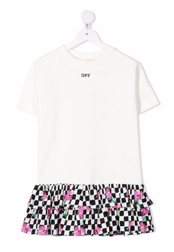 Off-White Kids OFF CHESSBOARD FLOWER DRESS WHITE FUCHSI - Weiß