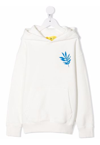 Off-White Kids OFF LEAF HOODIE WHITE BLUE - Weiß