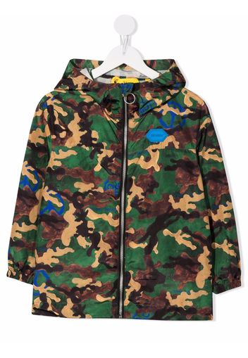 Off-White Kids Windbreaker mit Camouflage-Print - Grün