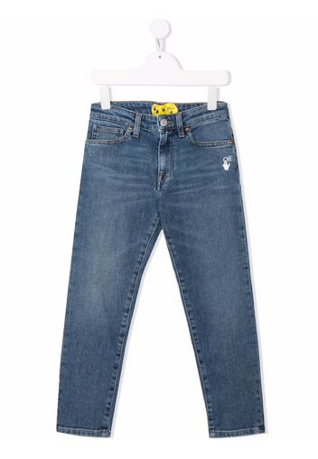 Off-White Kids SLIM DIAGS BLUE DENIM PANTS BLUE WHITE - Blau