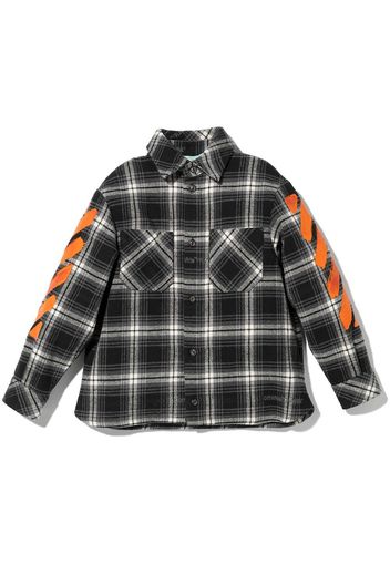 Off-White Kids DIAGONAL CHECK FLANNEL SHIRT BLACK ORANG - Schwarz