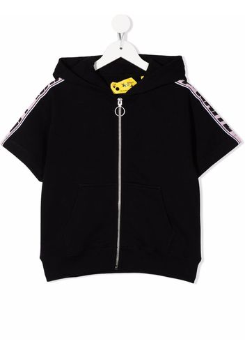 Off-White Kids logo-tape short-sleeve hoodie - Schwarz