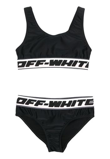 Off-White Kids logo-band two-piece bikini - Schwarz