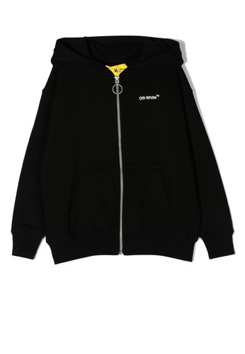 Off-White Kids Racing Arrow logo zip-up hoodie - Schwarz