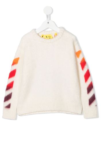 Off-White Kids arrow brushed-knit crewneck jumper - Weiß